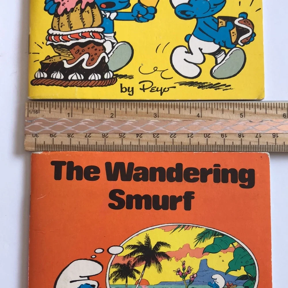 Smurf books 80s Vintage The Wandering Smurf Smurf Cake Book 1980s Vintage SMURFS